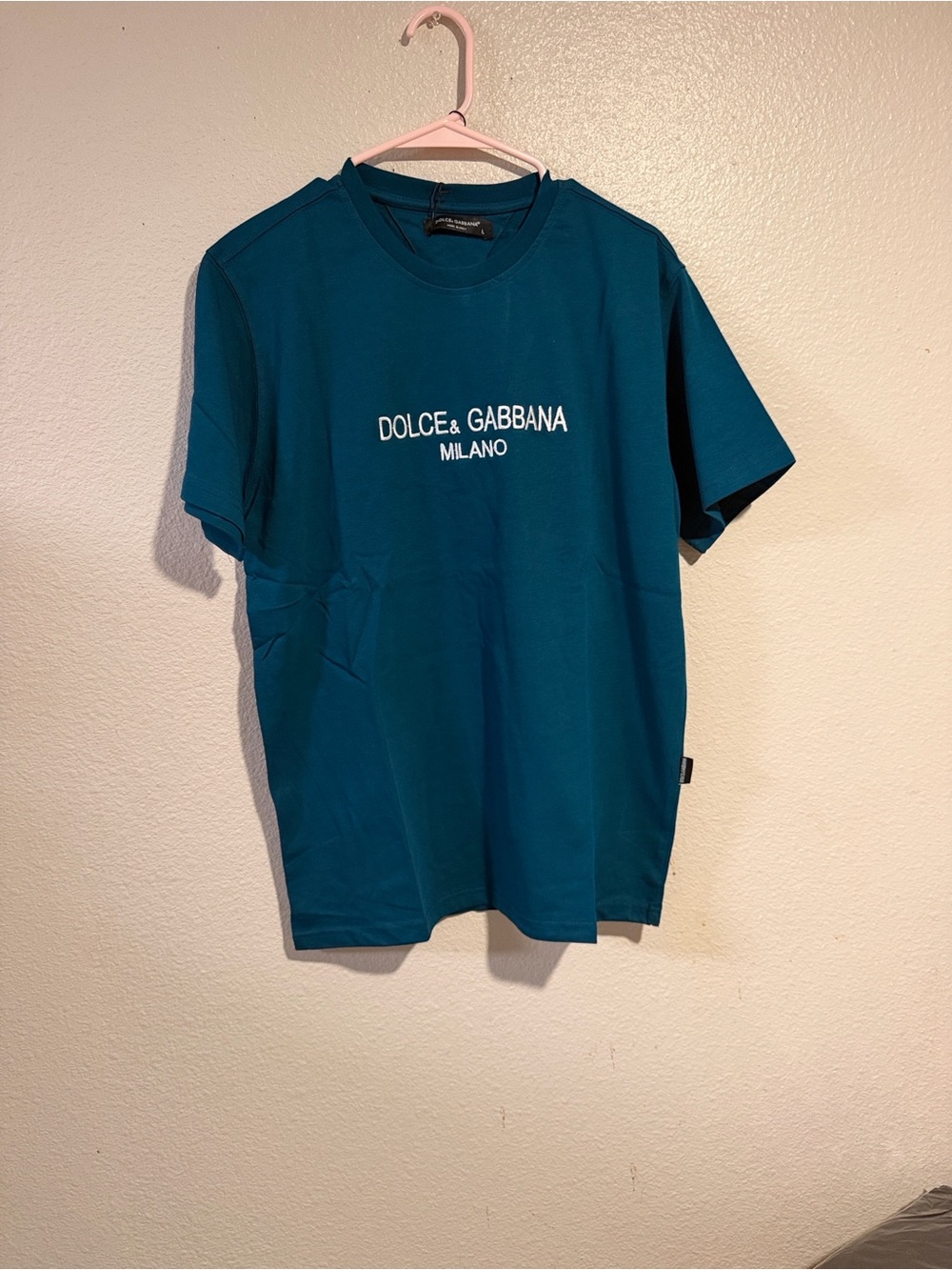 Dolce & Gabbana Teal Milano Logo Short Sleeve Tee